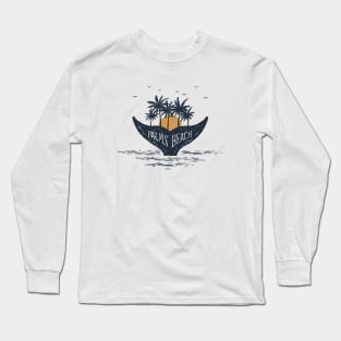 Whale Tail With Palms. Summer, Vacation, Travel. Double Exposure Style Long Sleeve T-Shirt